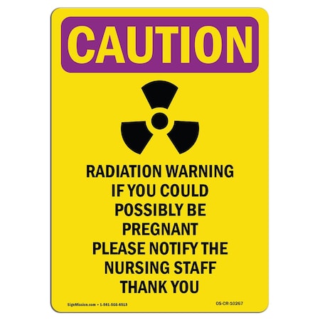 OSHA CAUTION RADIATION Sign, Radiation Warning W/ Symbol, 24in X 18in Decal